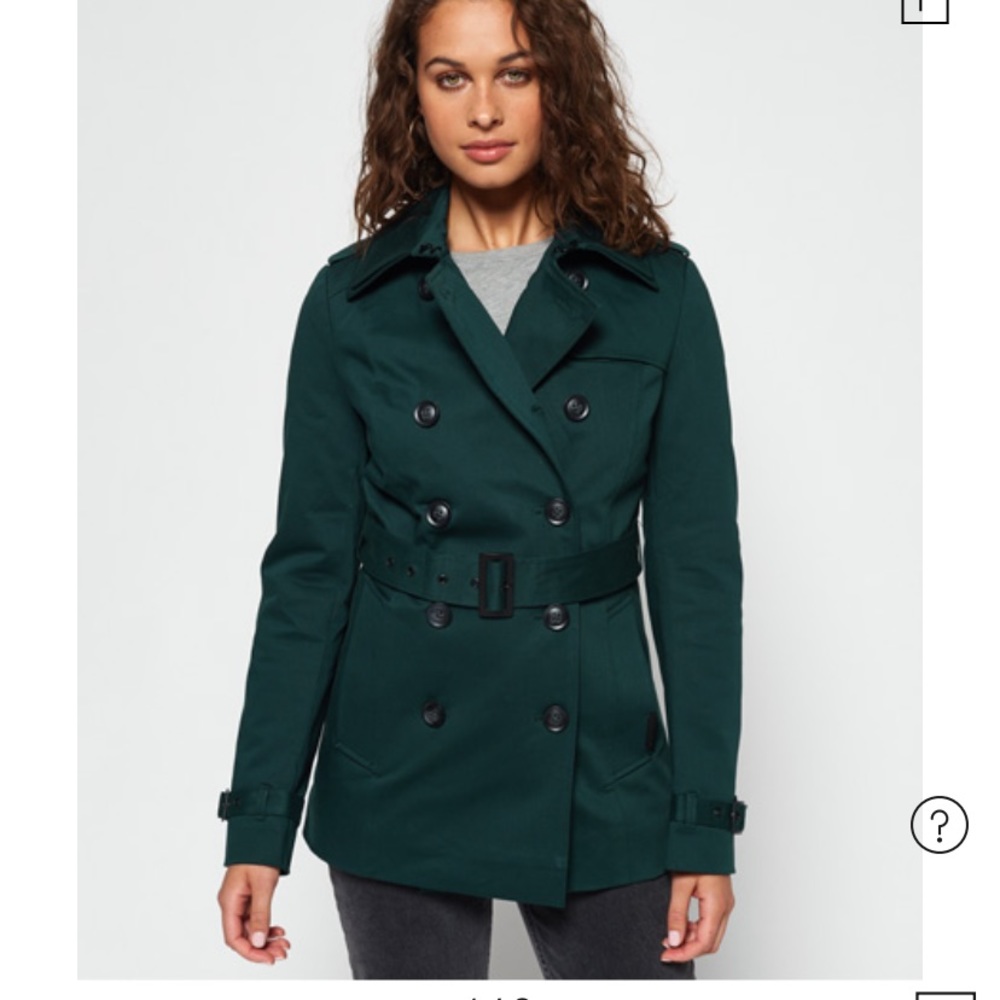 BNWT Superdry Winter Belle Trench XS Dark Green